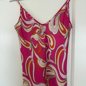 L'AGENCE Women's Pink V-Neck Lexi Printed Camisole Tank Top Size Small
